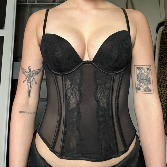 La Senza Black Lace Corset Top - Picture 1 of 2